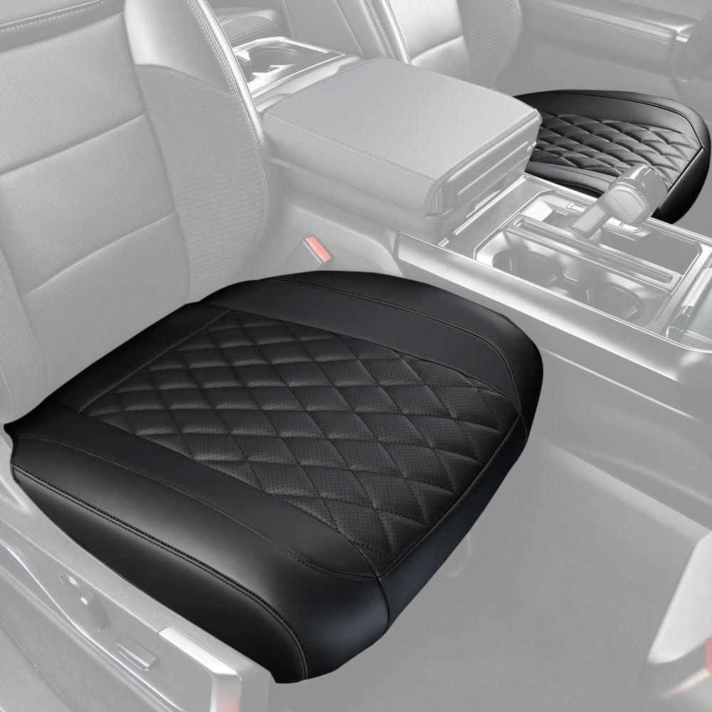car seat cover, ventilated leather front seat protective cover, Universal driver and passenger single base cushion, fits car seat, breathable, scratch-resistant, durable for 90% of vehicle models 1P