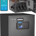 Billconch Smart Gun Safe for Multiple Pistols - Automatic Lock Safe Box with LCD Display/Voice Guide, Quick Access Unlock with Fingerprint/Keypad/Key/App, Biometric Handgun Safe for Money Valuables