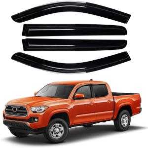 Canvcle Tacoma Rain Guards - Window Visors for Toyota Tacoma Double Cab 2016-2023,Outside-Mount Tape-On Side Window Wind Deflectors for Tacoma Accessories,Vent Visors Shades Rainproof 4PCS