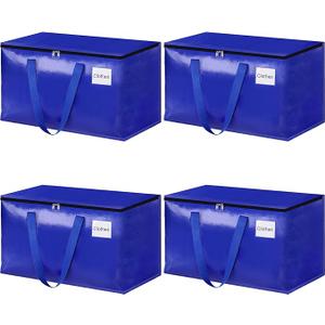StorageRight Heavy Duty Moving Boxes-Moving Bags with Zipper, Reinforced Handles and Tag Pocket-Collapsible Moving Supplies-Totes for Storage Great for moving, Storage and Travel 93L(Blue-4 Pack)