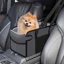 Portable Dog Car Seat for Small Dogs - Adjustable Safety Leash, Washable Cushion & Storage Pocket - Pet Booster Seat for Car Travel- Grey