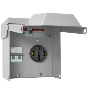 Temporary Electrical Power Outlet Panel Weatherproof RV Receptacle Box with 50 Amp Breaker Outdoor Panel for RV Camper Car Travel Generator Motorhome (50 Amps+Breaker) Temporary Electrical Power Outlet Panel Weatherproof RV Receptacle Box with 50 Amp Breaker Outdoor Panel for RV Camper Car Travel Generator Motorhome (50 Amps+Breaker)