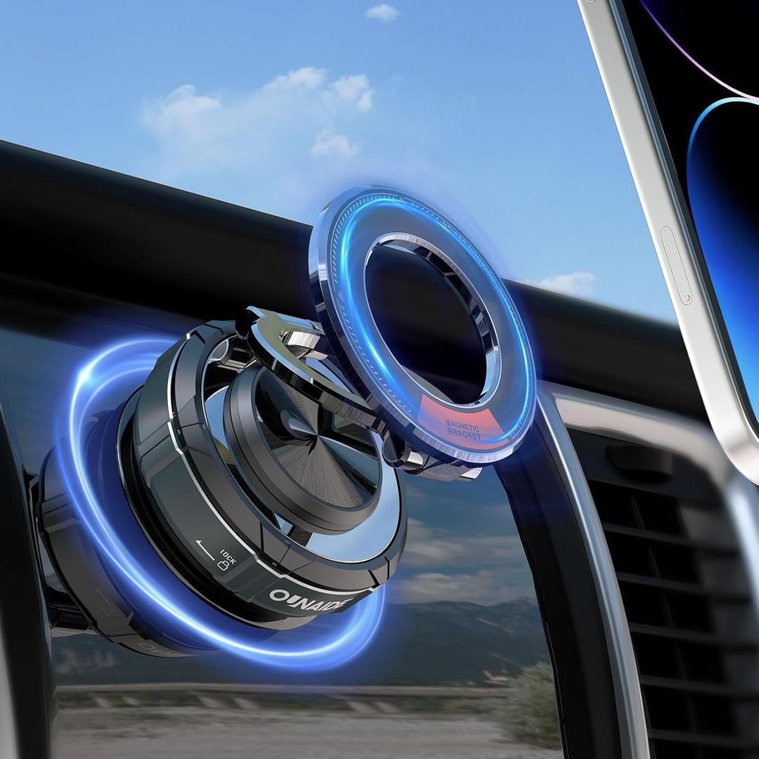 360 Nano Gel Vacuum Magnetic Phone Holder,2026 Upgraded Car Phone Holder for Magsafe Strongest Magnetic Car Truck Accessories for Men Women for iPhone 17 Android Smartphones