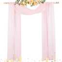 Socomi Blush Pink Wedding Arch Draping Fabric 29" x 20Ft 2 Panels Sheer Outdoor Curtain Drapes Extra Long for Bridal Baby Shower Ceremony Birthday Party Decor