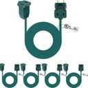 Kanayu 5 Pack 9 ft Green Indoor Extension Cord 2 Prong Electric Cord Extender, Wire Plug in and End, Ac 120 Volts, for Outdoor Christmas Connect or Extend String Lights