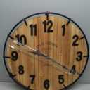 EMAX HOME Large Old Town Farmhouse Wall Clock 24 Inch Rustic Antique Wood with Metal Circle and Large Numerals Silent Battery Operated Wall Clock for Office Kitchen Bedroom Living Room
