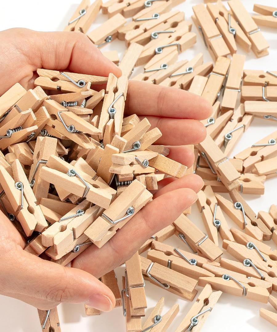 Mr. Pen- Mini Wooden Clothes Pins for Photo, 1.4 Inch, 132 Pack, Small Craft Clips for Card Making, Hanging Pictures, Party Favors, DIY Art Projects, Miniature Decorations, Durable Spring