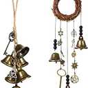 Witch Bells for Door Knob for Protection, Prefdo 2 PCS Witch Wind Chime Kit, Wreath Handmade Hanging, Wiccan Decor for Home Doorknob, Blessing Gifts for Women