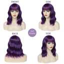 Beelu Purple Bob Wig- Dark Purple Short Loose Wavy Bob Wig with Bangs for Women Synthetic Colorful Cosplay Wig Halloween Costume Wigs for Girl