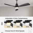 Ceiling Fan with Lights Remote Control, 52 Inch Black Ceiling Fans with 3 Downrods, 3 Blades, Timer, 6 Speed Modern Fan Quiet Reversible DC Motor for Patio Bedroom Outdoor/Indoor,52in,Black