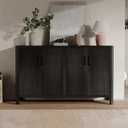 Christopher Knight Home Scarlet Farmhouse Wooden Sideboard Cabinet, Large Sideboard Buffet Cabinet, Living Room Storage Cabinet with Shelves, Home Office Credenza, Display Table for Entryway, Black