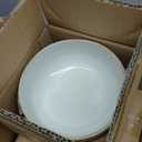 E-far Stoneware Dinnerware Sets for 4, 12 Pieces Reactive Glaze Plates and Bowls Sets, Elegant Dishes with Rustic Terracotta Base, Dishwasher & Microwave Safe, Scratch Resistant, Glacier White