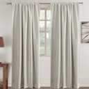 Turquoize Cream Beige Blackout Curtains Thermal Insulated Room Darkening Curtains for Living Room 84 Inch Length Back Tab/Rod Pocket Black Out Curtains, 52" W x 84" L, Cream Beige