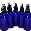 Vivaplex 2 oz Glass Bottles, with Black Fine Mist Sprayers, Cobalt Blue, 12-Count
