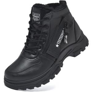 Yeeteepot Womens Snow Boots Warm Winter Boots Ladies Fur Lined Ankle Boots Lace Up Outdoor Booties Anti-Slip Sneakers Waterproof Walking Shoes (8, Black)