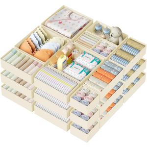 DIMJ Drawer Organizer Clothes 24 Pack - Foldable Baby Organizers and Storage & Dresser Organizer for Bedroom, Closet - Nursery Organization Dresser Dividers for underwear, Sock,Bra, Belt, Tie