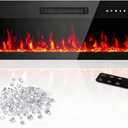 36" Electric Fireplace Insert, Wall Mounted & Recessed Heater, Slim Freestanding Indoor Fireplace with Remote Control, Adjustable Flame Colors & Brightness, Timer, 750W/1500W