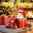 2 x I Love You Snowman Gifts for Him Her,Romatic for Husband Wife Boyfriend Girfriend,Funny Handmade Crochet Christmas Snowman Ornaments Decorations Stocking Stuffer for Wedding Anniversary