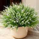 Ivydale 20PCS Artificial Plants Fake Flowers Monkey Grass for Outdoors,UV Resistant Realistic White Faux Greenery Shrubs Outside Decor for Home Garland Porch Patio Balcony Planter Yard Office Pathway