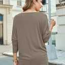 Women's Off Shoulder Tops Casual Loose Batwing Sleeve Shirts Tunic Fashion Boat Neck Pullover Sweaters (Brown, S)