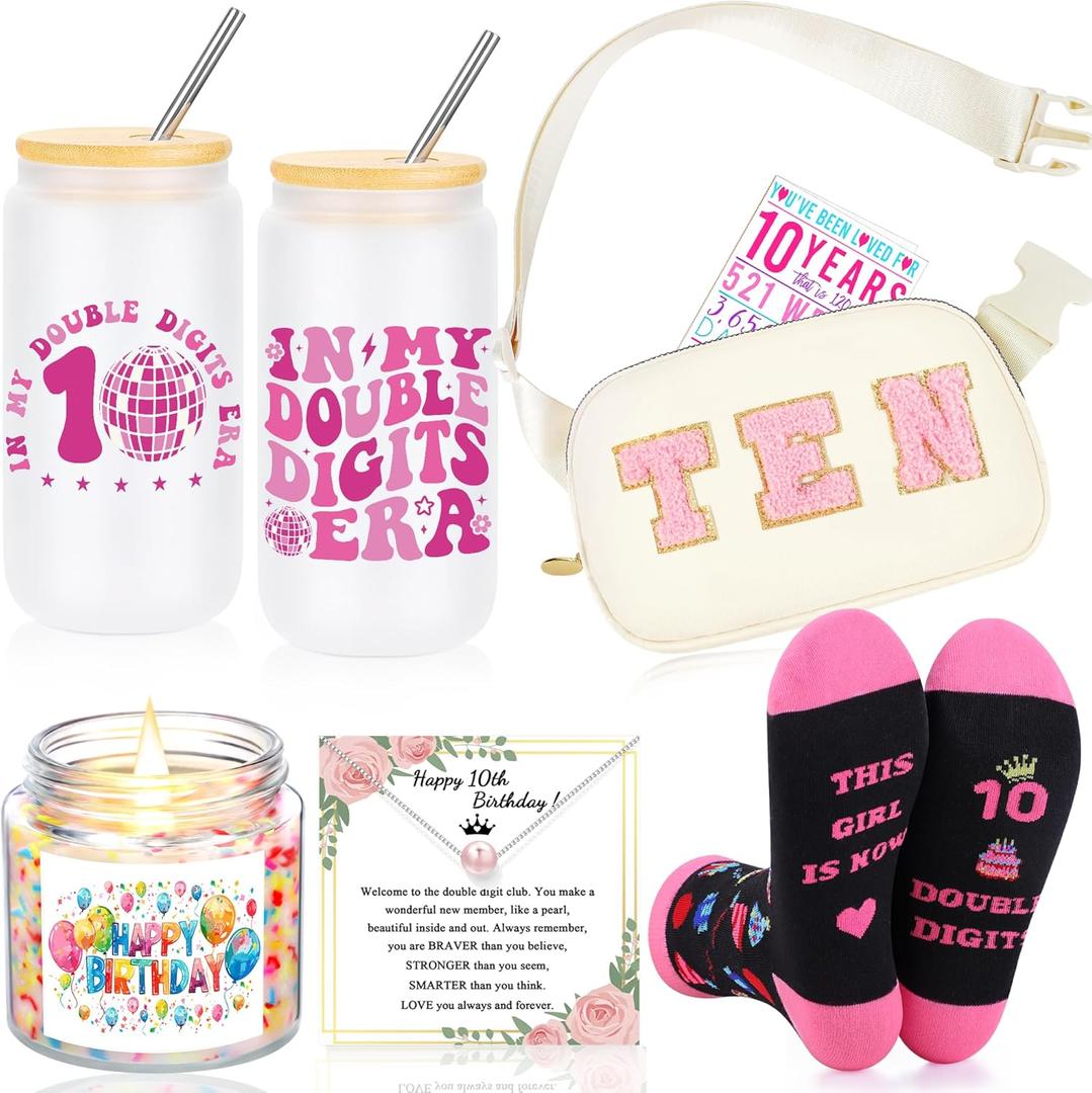 Gifts for 10 Year Old Beautiful Girl, 10 Year Old Girl Birthday Gifts, 10th Birthday Decorations Set of 6