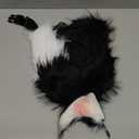 HAOAN Faux Fur Fox Tail and Ears Headband Set Werewolf Costume Halloween Cosplay