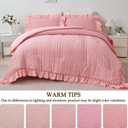 Pink Ruffle Bedding Set 5 Pieces Full Size Seersucker Comforter Set Ruffled Bed in A Bag Vintage Shabby Chic Bedding Comforter Sets for Women Girls(Pink, Full)