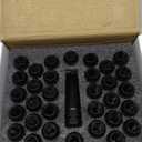 DYNOFIT 14mmx1.5 Wheel Lug Nuts, 32x Black M14x1.5 Lug Nut,Conical/Cone Bulge Seat, Closed End Long Extended XL Spline with 1 Socket Key Fits 8 Lug Aftermarket Wheels (32pcs)
