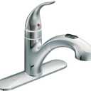 Moen Integra Chrome One-Handle Pullout Kitchen or Laundry Faucet Featuring Power Clean, 67315C (0.375)