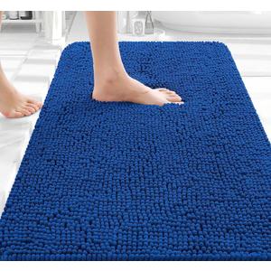 OLANLY Bathroom Rugs 30x20, Extra Soft Absorbent Chenille Bath Rugs, Rubber Backing Quick Dry, Machine Washable Bath Mats for Bathroom Floor, Tub and Shower, Home Decor Accessories, Royal Blue