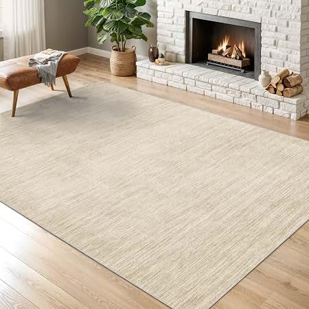Valenrug Washable Rugs 5x7 - Stain Resistant 5x7 Area Rugs for Living Room, Non Slip Backing Printed Rugs for Bedroom, Folable Machine Washable Area Rug (5'x7', Beige)