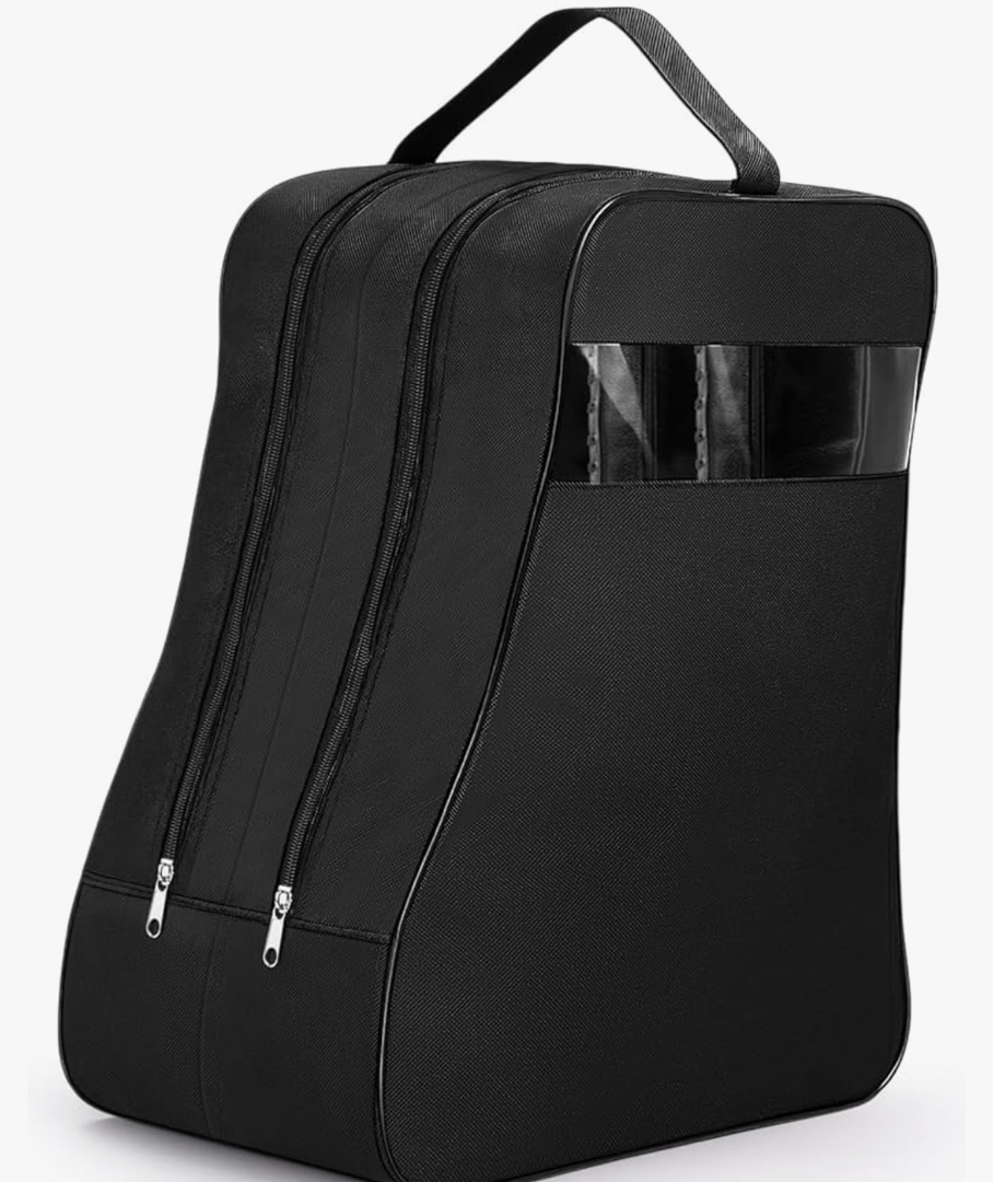 Aliceset 1 Pcs Black Boot Bags for Cowboy Two Separate Compartments Boots Portable Storage Bag for Travel Long Tube Shoes Bags Men Tall Shoe with Handle for Home Travel