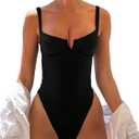 SOLY HUX Women's One Piece Bathing Suits High Cut Swimwear Push Up Bathing Suits Beach Vacation Clothes (M)