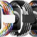OWKEY Braided Solo Loop Compatible with Kids Apple Watch Band, Stretchy Breathable Strap with Easy Buckle for iWatch Series 9 8 7 6 5 4 3 SE SE2 SE3 Girls Boys Small Wrists