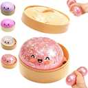 Glitter Dumpling Squishies, Gaint Mystery Squishies Dumpling Box, Colorful Squishies Dumplings Stress Balls Toy, Soft SquishiesStress Relief & Rebounding Sensory Fidget Toy for Adults (Pink)