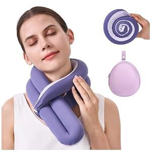 KPNEOL Travel Pillow, Neck Pillow – Ergonomic Memory Foam Pillow for Airplane, Adjustable & Ultra-Lightweight with Dual-Sided Fabric for Flight, Car, and Office Use, Pink