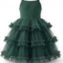 Arshiner Toddler Girls Tulle Dress Tiered Ruffle Fluffy Spaghetti Straps Tutu Dresses Summer Clothes (Green)