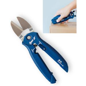 Zibra Open It! 4-in-1 Box Cutter & Package Opener Tool  Heavy Duty Scissors, Retractable Blade & Screwdriver  All-in-One Household Tool for Boxes & Plastic Packaging, Blue