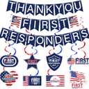 35 Pcs National First Responders Day Banner Thank You Week Decorations Red and Bule Hanging Swirls Wall Decor Holiday Celebrating Events for Festival Party Supplies