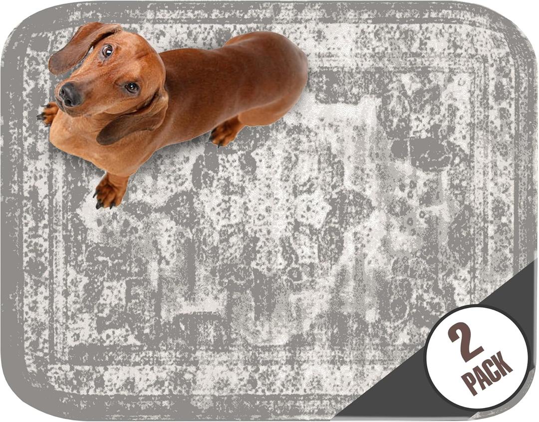 PUPIBOO Washable Pee Pads for Dogs and Cats - Super Absorbent Reusable Puppy Training Pads - 100% Waterproof, Leak-Proof & Non-Slip Whelping Pads for Pet Housebreaking (18 x 24 Inch (Pack of 2), Vintage Grey)