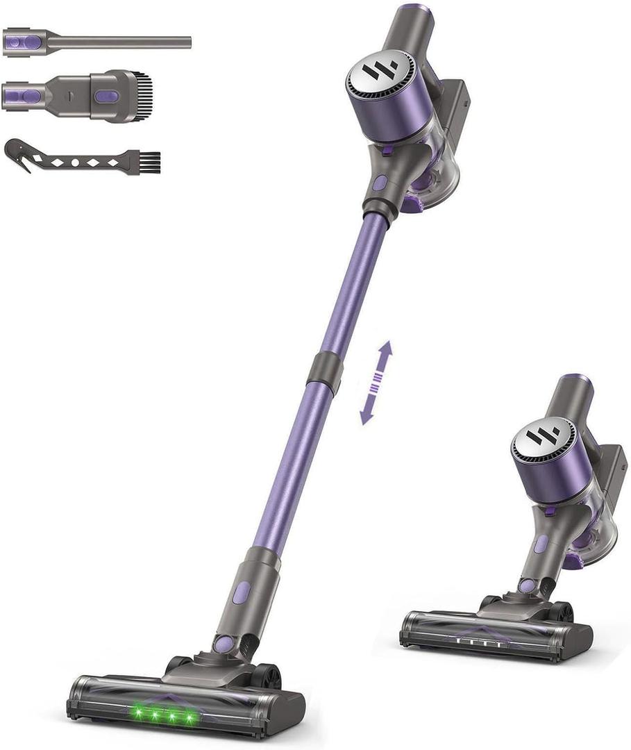 Vacuum Cleaners for Home,Cordless Vacuum Cleaner,Lightweight Stick Vacuum Cordless Rechargeable,Self-Standing Design,LED Touch Screen,Vacuum for Hardwood Floors,Carpet,Pet Hair(Lavender Purple)