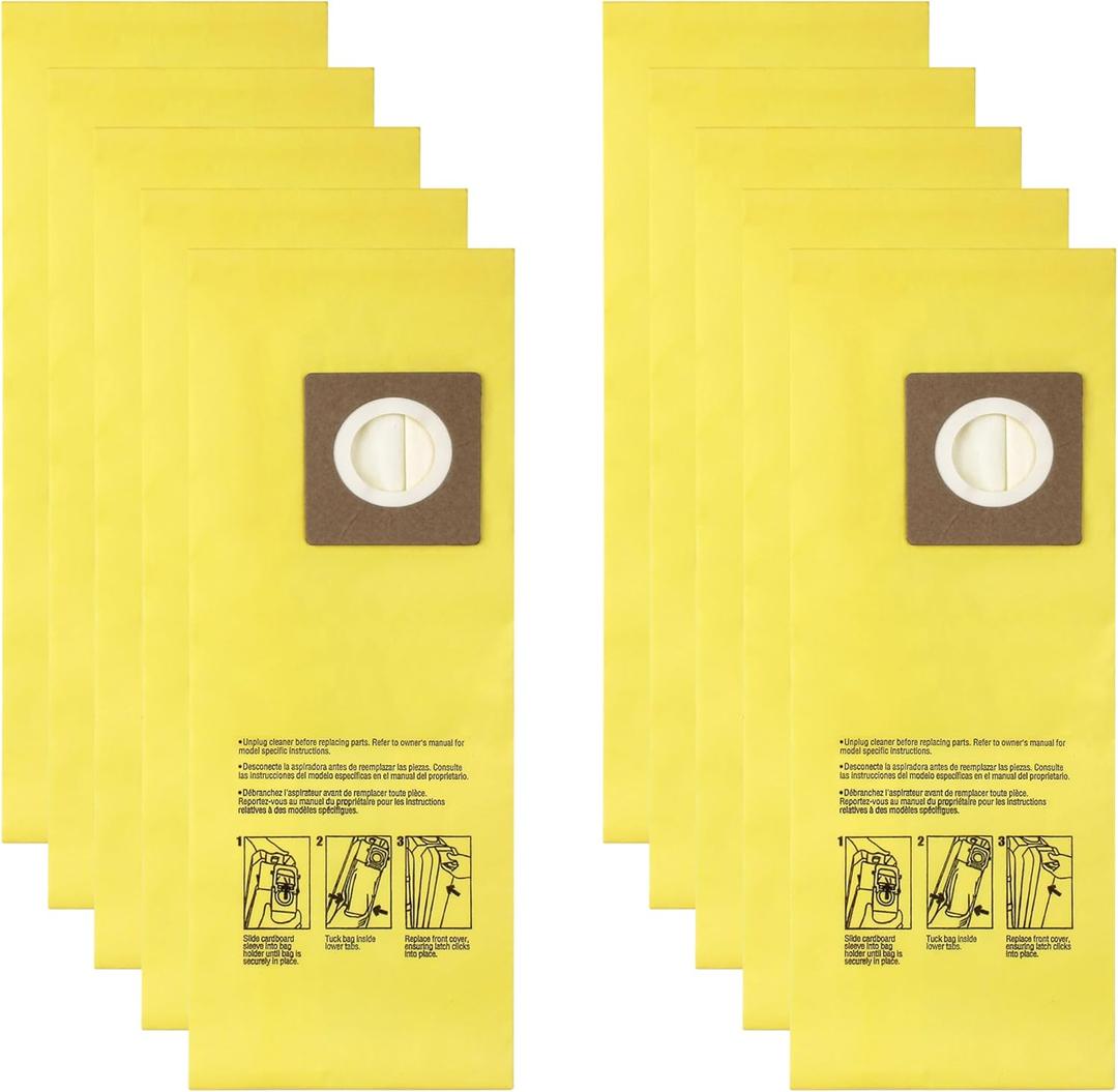 AH10243 Disposable Vacuum Bag for Hoover Commercial CU2 Vacuum Cleaner CH54013 CH54015 CH54113 CH54115 Upright Bags for HushTone Replacement, Yellow (10 Pack)