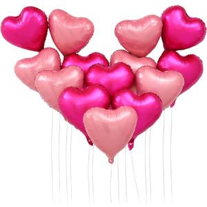 Heart Balloons 18" Foil Love Balloons with Letter Mylar Balloons heart balloons for Valentines Day Propose Marriage Wedding Anniversary Backdrop Birthday Party Supplies (Hot Pink+ Macaron Pink 24 Pcs)