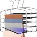 TOPIA HANGER Pant Hangers Space Saving 3 Pack Yoga Pants Leggings Hangers for Closet Non Slip 5 Tier Swing Arm Hanger Organizer for Pants Yoga Pants Leggings Trouser Jeans Slack - CT49B