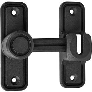 WANLIAN 90 Degree Barn Door Lock Zinc Alloy Heavy Duty Sliding Door Latch Pocket Door Lock for 180 Degree (Black)