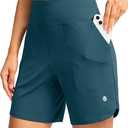 G Gradual Women's Athletic Shorts 6" High Waisted Stretchy Bermuda Shorts for Women Quick Dry Summer Casual Shorts Size S
