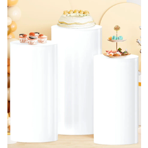 3PCS White Cylinder Pedestal Stands Round Cylinder Stand Pedestal Large Round Cylinder Pedestal Tables for Parties Pedestal Display Plinth Pillars for Bridal Baby Shower Ceremony Supplies