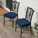 Outdoor Chair Cushions, Fade-Resistant & Water-Resistant, D Shaped Patio Furniture Seat Chair Pads Replacement with Ties, Non-Slip Bottom, Removable Cover, Set of 4, 19 x 19 Inch, Navy Blue