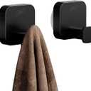 TAILI Stylish 304 Stainless Steel Bathroom Suction Hooks for Towel, Bathrobe, Loofah, No Damage Hanging Glass Shower Wall Hooks, Removable Patented Strong Suction Cup Holders, Hold Up to 11 Lbs, Black (O-cuboid Black)