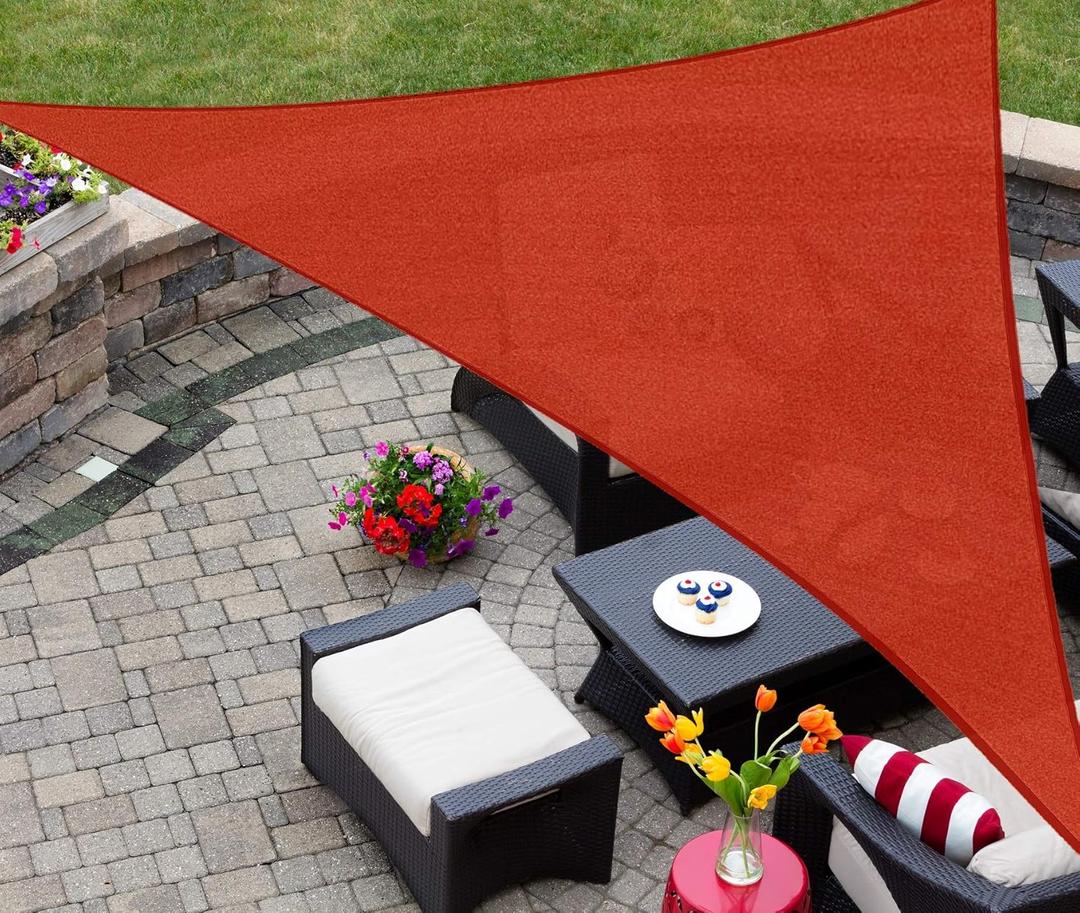 AsterOutdoor Sun Shade Sail Triangle 16' x 16' x 22.64' UV Block Canopy for Patio Backyard Lawn Garden Outdoor Activities, Terra